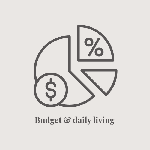Pie chart and currency symbol illustrating trip budget and costs